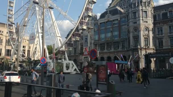 Antwerpen Flandern Belgien Augusti 2019 Pariserhjul Ruta Video — Stockvideo