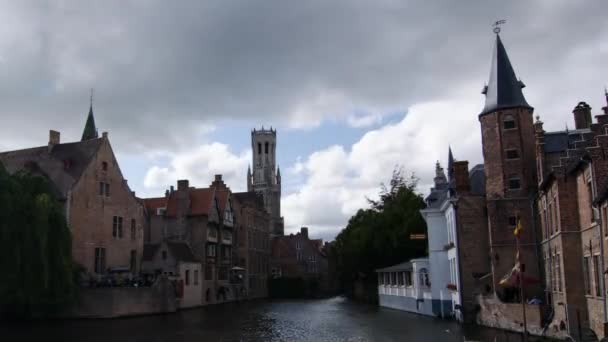 Видео Канала Брюгге Бельгия Уэст Фландерс Август 2019 Года — стоковое видео