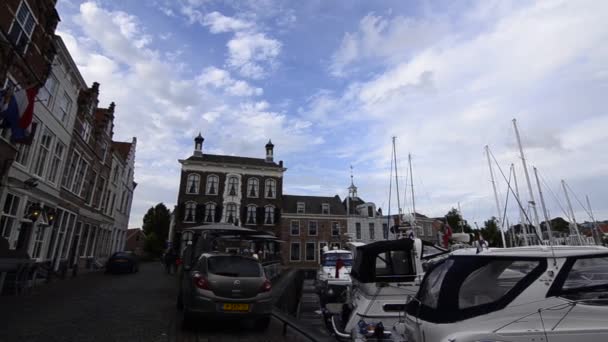 Goes Netherlands August 2019 Pan Footage Small Pretty Harbor Уздовж — стокове відео