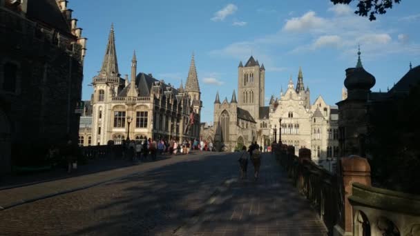 Gent Flandern Region Belgia August 2019 Utsikt Kirken Sint Niklaaskerk – stockvideo