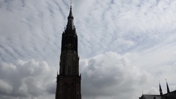 Delft Olanda Agosto 2019 Piazza Della Città Vecchia Con Vista — Video Stock