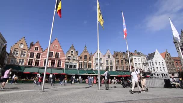 Bruges Regione Delle Fiandre Belgio Agosto 2019 Centro Storico Piazza — Video Stock