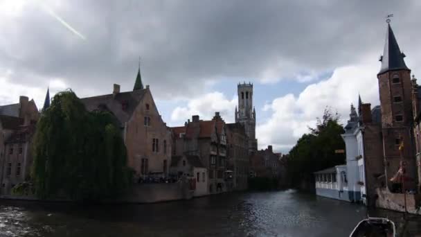 Time Lapse Video Canal Bruges Belgium City West Flanders Αύγουστος — Αρχείο Βίντεο