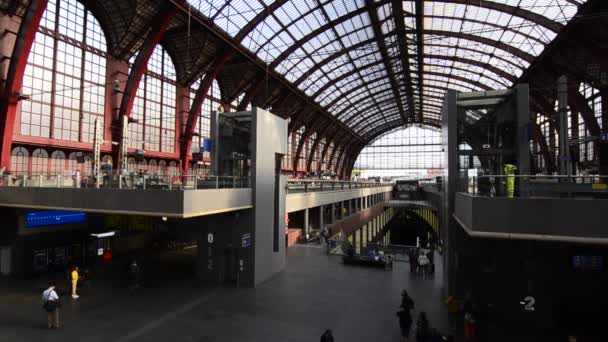 Antuérpia Flandres Bélgica Agosto 2019 Vista Alto Ângulo Estação Ferroviária — Vídeo de Stock