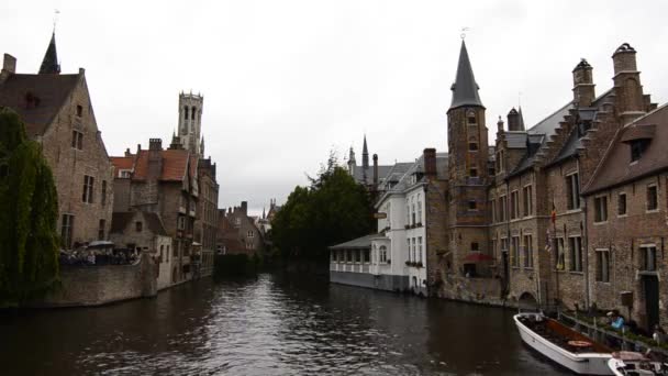 Видео Водного Канала Брюгге Бельгия Западная Фландрия — стоковое видео