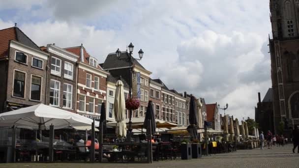 Delft Hollanda Ağustos 2019 Eski Kasaba Meydanı Belediye Binasına Yeni — Stok video