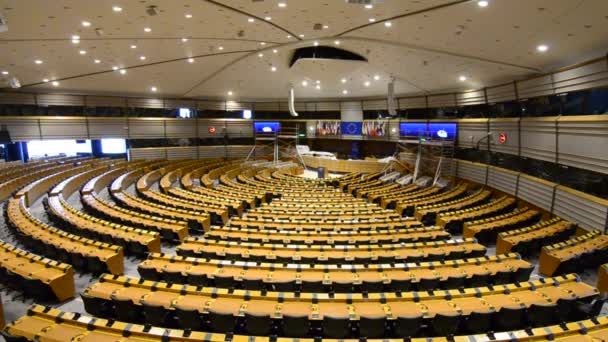 Bruselas Bélgica Agosto 2019 Vista Del Hemiciclo Del Parlamento Europeo — Vídeos de Stock