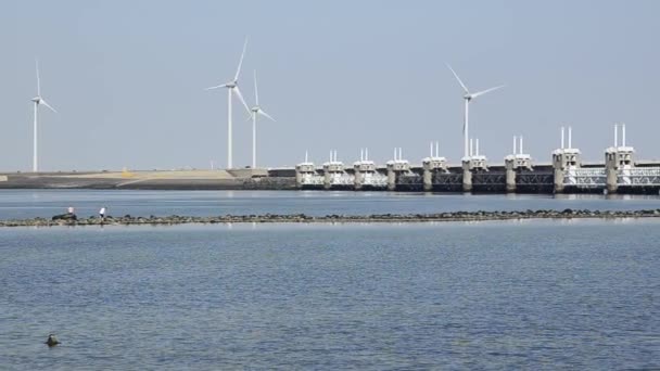 Oosterscheldekering Holanda Agosto 2019 Vista Moderna Barragem Tempestade Fundo Imponente — Vídeo de Stock