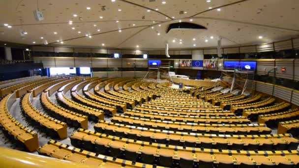 Брюссель Бельгия Август 2019 Года Вид Европейского Парламента Гемицикл Время — стоковое видео