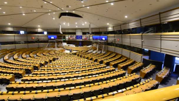 Bruselas Bélgica Agosto 2019 Vista Del Hemiciclo Del Parlamento Europeo — Vídeos de Stock