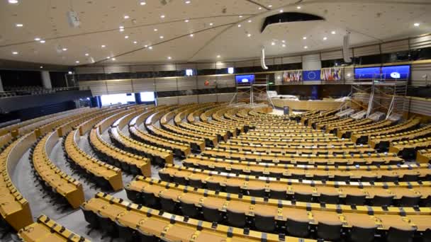 Bruselas Bélgica Agosto 2019 Vista Del Hemiciclo Del Parlamento Europeo — Vídeos de Stock