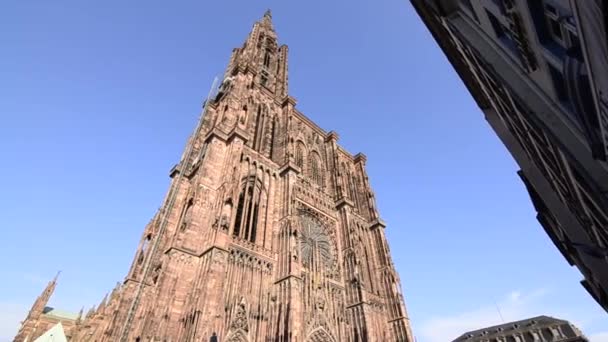 프랑스 스트라스부르 2019 142 미터인 성당은 건물을 시간이었다 무늬는 인상적 — 비디오