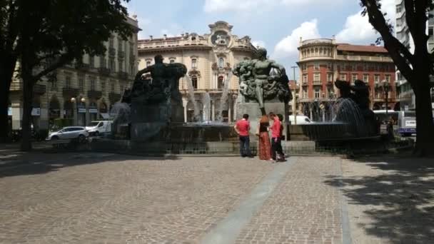 Turijn Piemonte Italië Juli 2019 Gefilmd Met Kantelbeweging Angelica Fontein — Stockvideo