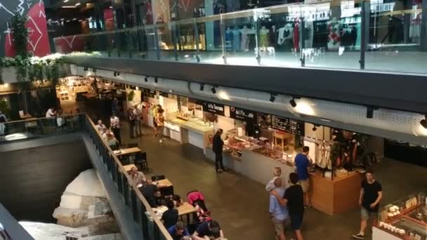 Innenansicht Des Neuen Zentralmarktes Turin Futuristische Struktur Aus Glas Und — Stockvideo