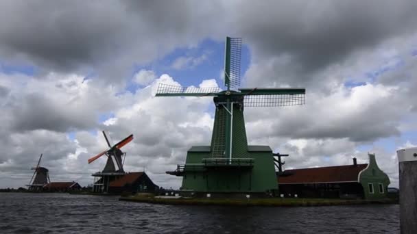 Zaanse Schans Olanda August 2019 Northeast Amsterdam Este Comunitate Mică — Videoclip de stoc