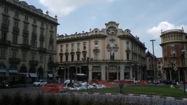 Turín Piemont Itálie Červenec 2019 Natočeno Panelovým Pohybem Náměstí Piazza — Stock video
