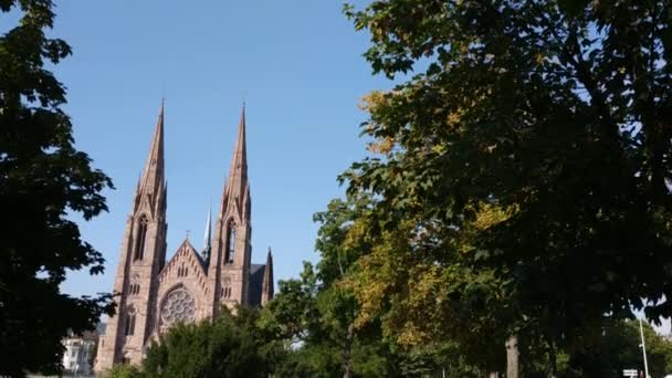 Estrasburgo França Agosto 2019 Vista Igreja São Paulo Rio Ill — Vídeo de Stock