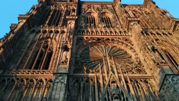 Strasbourg Prancis Agustus 2019 Katedral Megah Our Lady Dengan Ketinggian — Stok Video
