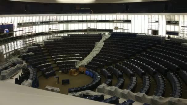 Strasbourg France August 2019 View Parliamentary Hemicycle Summer Break Maintenance — Stock Video