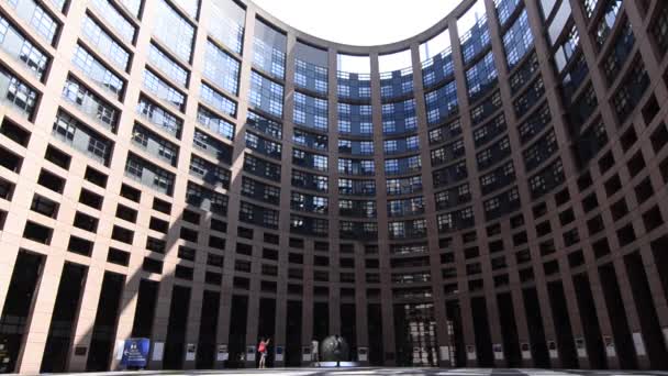 Strasbourg France August 2019 View Internal Courtyard Seat European Parliament — Stock Video