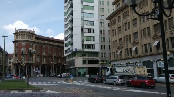 Torino Piedmont Talya Temmuz 2019 Tarihi Merkezin Güzel Tarihi Binaların — Stok video