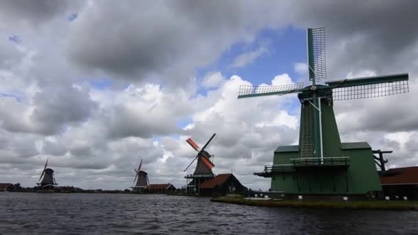 Zaanse Schans Hollanda Ağustos 2019 Kuzeydoğu Amsterdam Zaan Nehri Üzerinde — Stok video