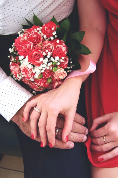 Hands Just Married Couple — Stock Photo, Image