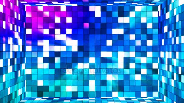 Funkelnde Hallo-Tech-Quadrate Raum, blau, abstrakt, loopable, 4k — Stockvideo
