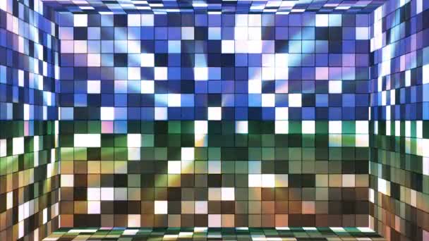 Chambre de carrés de haute technologie de scintillement de diffusion, multicolore, abstrait, boucle, 4K — Video