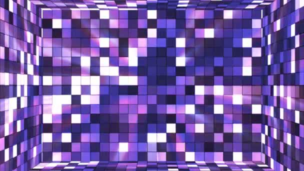 Broadcast Twinkling Hi-Tech Squares Room, Purple, Abstract, Loopable, 4K — Stock Video