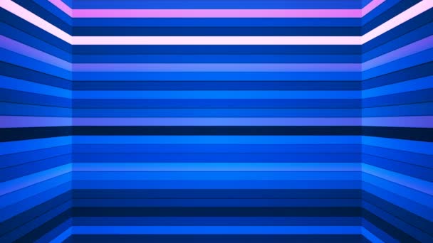 Eixo horizontal das barras da Hi-tecnologia de Twinkling da transmissão, azul, abstrato, loopable, 4K — Vídeo de Stock