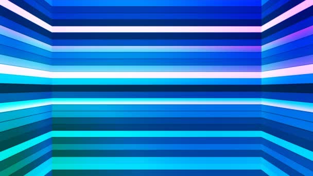 Eixo horizontal das barras da Hi-tecnologia de Twinkling da transmissão, azul, abstrato, loopable, 4K — Vídeo de Stock