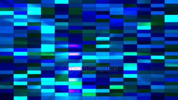 Fonkelende horizontale kleine vierkante Hi-Tech Bars, blauw, Abstract, loopbare, 4k — Stockvideo