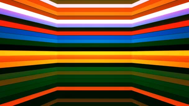 Broadcast Twinkling Horizontal Tech Bars Shaft Multi Color Abstract Loop — Vídeo de Stock