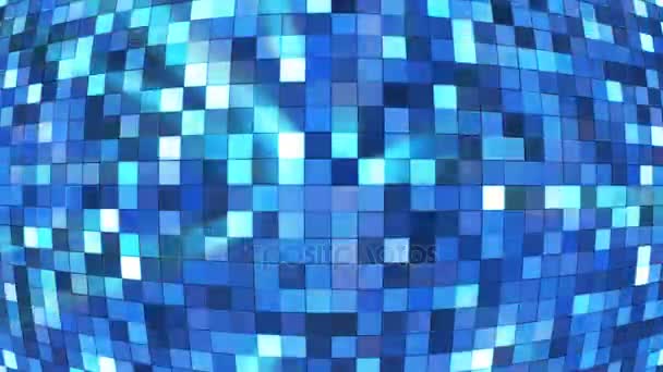 Twinkling High Tech Squares Globe Cyan Blue Abstract Loopable — ストック動画