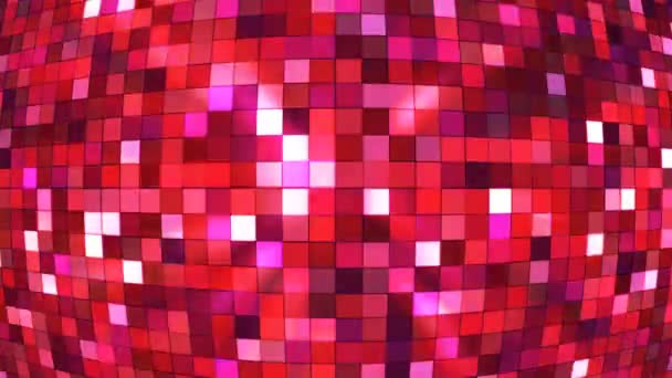 Twinkling High Tech Squares Globe Red Magenta Abstract Loopable — ストック動画