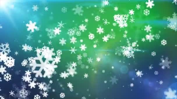 放送雪のフレーク ブルーグリーン イベント ループ可能 — ストック動画