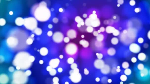 Uitzending Light Bokeh Cyaan Blue Purple Evenementen Loopbaar — Stockvideo