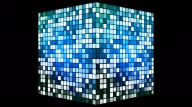 Hi-Tech Parıldayan Spinning Cube, Blue Green, Alpha, Loopable, 4k
