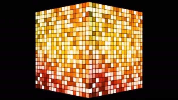 Radiodiffusion Tech Twinkling Spinning Cube Golden Orange Alpha Loopable — Video