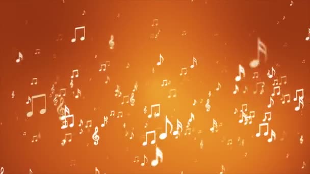Broadcast Rising Music Notes Golden Orange Εκδηλώσεις Loopable — Αρχείο Βίντεο
