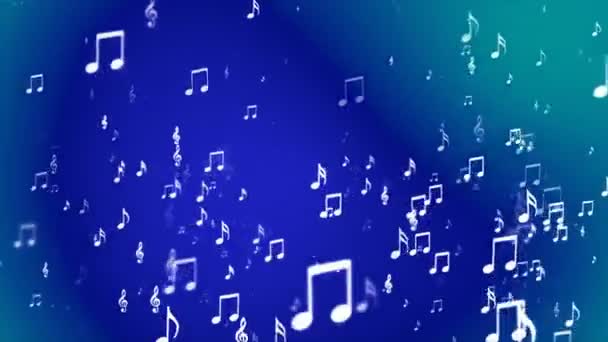 Трансляция Rising Music Notes Cyan Blue Мбаппе Loopable — стоковое видео