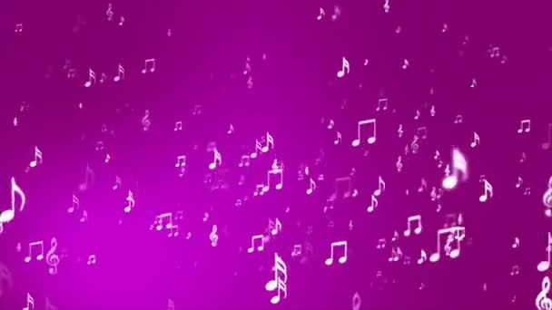 Broadcast Rising Music Notes Magenta Events Loopable — Stockvideo