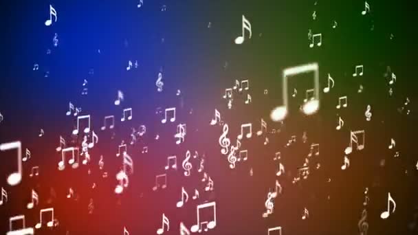 Broadcast Rising Music Notes Multi Color Events Loopable — Vídeo de Stock