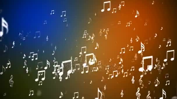 Трансляция Rising Music Notes Multi Color Озил Loopable — стоковое видео