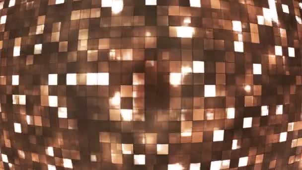 Broadcast Firey Light Tech Squares Globe Brown Golden Abstrakt Loop — Stock video
