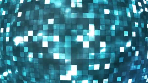 Broadcast Firey Light Tech Squares Globe Blue Cyan Abstract Loopable — Vídeo de Stock