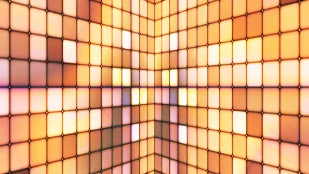 Broadcast Twinkling Tech Cubes Walls Golden Brown Yellow Abstract Loop — Video