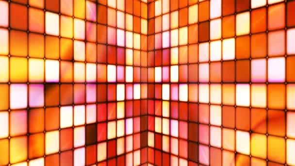 Paredes Cubos Tech Cintilantes Laranja Ouro Vermelho Abstrato Loopable — Vídeo de Stock