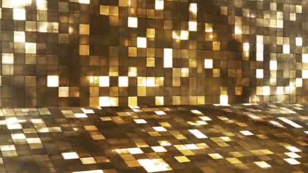 Broadcast Firey Light Tech Squares Stage Brown Golden Resumo Loop — Vídeo de Stock